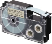 Casio XR-12SR1 (Silver/black) Etiket Yazıcısı Kartuşu Gümüş Renk Üstüne Siyah Baskı thumbnail 1