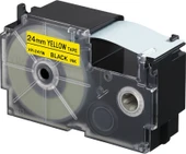 Casio XR-24YW1 Etiket Yazıcısı Kartuşu Sarı Zemin Üzerine Siyah Baskı 24MM Yükseklik - 8 Metre Uzunl - 1