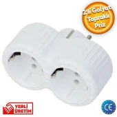 Golyat 2 Li Topraklı Çoklu Grup Priz Çoğaltma İkili Fiş Piriz thumbnail 1