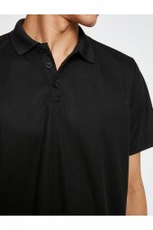 Basic Tişört Polo Yaka Düğmeli Kısa Kollu Hızlı Kuruyan Kumaş - 5