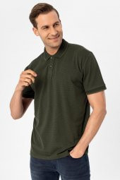 Polo Yaka Regular Kalıp Armürlü Tişört - 3