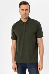 Polo Yaka Regular Kalıp Armürlü Tişört - 5