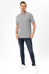 Polo Yaka Regular Kalıp Armürlü Tişört - 6