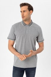 Polo Yaka Regular Kalıp Armürlü Tişört - 9