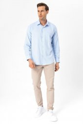 Köşeli Manşet Regular Armürlü Gömlek thumbnail 2