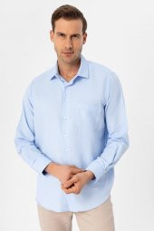 Köşeli Manşet Regular Armürlü Gömlek thumbnail 3