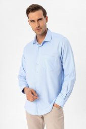 Köşeli Manşet Regular Armürlü Gömlek thumbnail 5