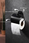 Sas Haus Yapışkanlı Siyah Geniş Kapaklı Tuvalet Kağıtlığı Wc Kağıtlık Tuvalet Kağıdı Askısı - 3
