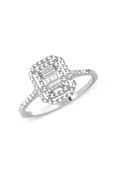 0.05 ct Modern Tasarım Baget Kare Tektaş Yüzük - 1