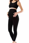 Kadın Siyah Penye Uzun Hamile Tayt - 3273A - 1