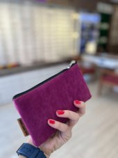 Fuşya Süet Özel Tasarım Fermuarlı Gözlük Kılıfı - Çanta - 2