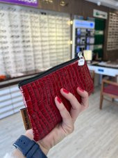 Kırmızı Özel Tasarım Fermuarlı Gözlük Kılıfı - Çanta - 2