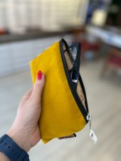Sarı Süet Özel Tasarım Fermuarlı Gözlük Kılıfı - Çanta - 3