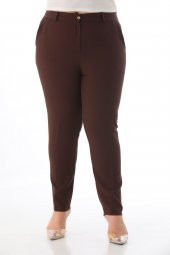 Kadın Büyük Beden Normal Bel Kumaş Pantolon - 1