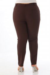 Kadın Büyük Beden Normal Bel Kumaş Pantolon - 3