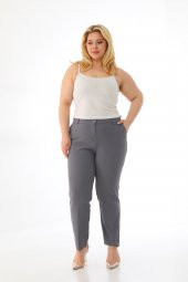 Kadın Büyük Beden Normal Bel Kumaş Pantolon - 10