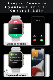 Fuchsia Watch Ultra8 Max Bluetooth Arama NFC 2.1 inç 49mm Akıllı Saat - 5