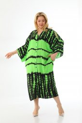 Kadın Büyük Beden Oversize Salaş Yarım Kollu Yazlık Batik Gömlek Elbise - 1