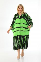 Kadın Büyük Beden Oversize Salaş Yarım Kollu Yazlık Batik Gömlek Elbise - 2