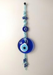 Cam Nazar Kötü Göz Kovucu Hand Made Ağaç Duvar Dekorasyonu Makrome Nazarlık Duvar Ağaç Ev Süsü - 1