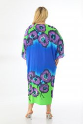 Kadın Büyük Beden Oversize Salaş Yarım Kollu Yazlık Çiçekli Gömlek Elbise - 6