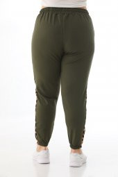 Kadın Büyük Beden Yüksek Bel Leopar Şeritli Eşofman Altı - 10