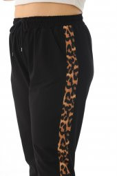 Kadın Büyük Beden Yüksek Bel Leopar Şeritli Eşofman Altı - 3