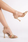 Lopez Karışık Ten Rengi Stiletto Bilekten Bantlı Topuklu Ayakkabı thumbnail 3