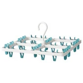 IKEA Slıbb Çamaşır Kurutma Askılığı Beyaz / Turkuaz - 36x36x4 cm - 24 Mandallı - 1