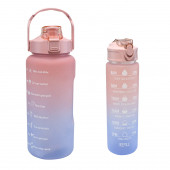 Su Matarası 2 v 1 Litre 2'Li Suluk Tritan Bpa İçermez Suluk Pembe - 1