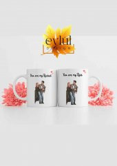 Friends Ross-Rachel İkili Porselen Sevgili Baskılı Kupa Bardak-Sevgililer Günü Hediyesi-2Adet - 2