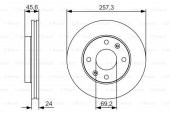 (BOSCH0986479S03)ON FREN DISK AYNASI 257MM ELANTRA 1.6 1.8 2000 2006 MATRIX 1.5 CRDI 1.6 1.8 2001> - 1