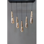 Sarı Mermi Cam 5 Li  Sıralı Avize - 2