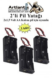 2 Li Pil Yatağı Deney 3 Adet Pil Yuvası Pil Kutusu Aa Kalem Kalın Pil 2x1,5 Volt Yaylı Pil Yuvası - 1