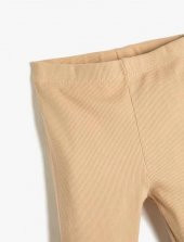 Koton Kız Çocuk Pamuklu Tayt Basic Capri BoyFitilli Beli Lastikli - 3