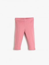 Koton Kız Çocuk Pamuklu Tayt Basic Capri BoyFitilli Beli Lastikli - 1