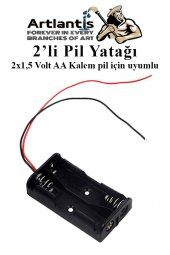 2 Li Pil Yatağı Deney 1 Adet Ve 2 Adet 1.5v Pil 1 Paket Pil Yuvası Pil Kutusu Aa Kalem Kalın Pil 2x1,5 Volt Yaylı Pil Yuvası - 3