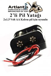 2 Li Pil Yatağı Deney 1 Adet Ve 2 Adet 1.5v Pil 1 Paket Pil Yuvası Pil Kutusu Aa Kalem Kalın Pil 2x1,5 Volt Yaylı Pil Yuvası - 4