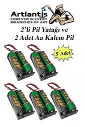 2 Li Pil Yatağı Deney 5 Adet Ve 10 Adet 1.5v Pil 1 Paket Pil Yuvası Pil Kutusu Aa Kalem Kalın Pil 2x1,5 Volt Yaylı Pil Yuvası - 1