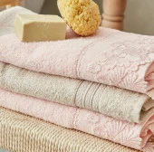 Karaca Home Bornoz Aile Banyo Seti Shine Pudra/Bej - 4