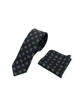Brianze Damla Desen Kravat Mendil Kol Düğmesi Kravat İğnesi Ve Cüzdan Hediyelik Set thumbnail 2