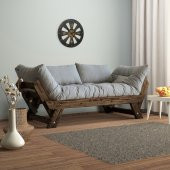 Woodesk Adalar Masif Ceviz-Gri Renk Ahşap 2li Kanepe CPT8113-210 - 3