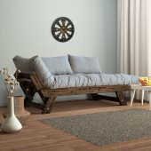 Woodesk Adalar Masif Ceviz-Gri Renk Ahşap 2li Kanepe CPT8113-210 - 1