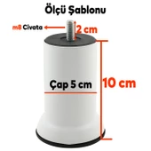 Mobilya Koltuk Kanepe Dolap Baza Yatak Çekyat Ayağı Metal Ince Diş M8 Beyaz Ayakları 10 Cm 4 Adet thumbnail 3