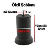 Mobilya Koltuk Kanepe Baza Çekyat Yükseltme Metal Ince Diş M8 Siyah Ayağı Ayakları 10 Cm 4 Adet - 2