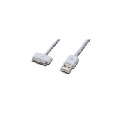 ednet ED-31002 ednet iPod, iPhone, iPad USB Veri Aktarım ve Şarj Kablosu, Apple 30pin Erkek - USB A Erkek, 1 metre, AWG 30, UL, beyaz renk - 1
