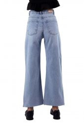 Paçası Püsküllü ve Geniş Paçalı Yüksek Belli Yırtıklı Rahat Kot Kadın Pantolon Dört Mevsim Denim - 2