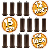 Mobilya Baza Kanepe Koltuk Çekyat Yükseltme Ayağı M8 Kahverengi Metal Ayakları 15 Cm (12 ADET) thumbnail 1