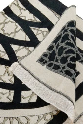 Yıldız Desenli Şönil Seccade - Siyah thumbnail 3