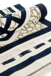 Yıldız Desenli Şönil Seccade - Lacivert thumbnail 4